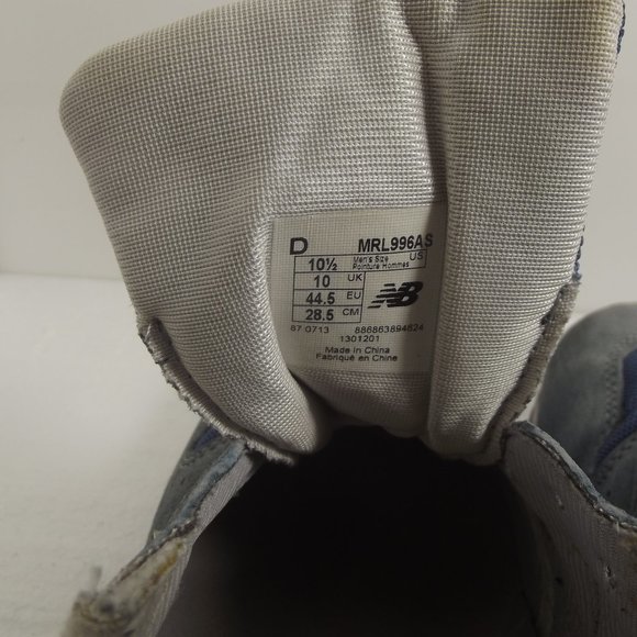 NEW BALANCE 996 SNEAKER GRAY BLUE MRL996AS MENS SIZE 10.5 - Picture 4 of 6